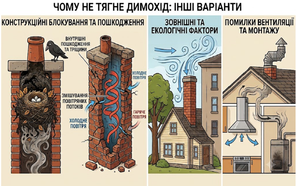 Чому не тягне димохід